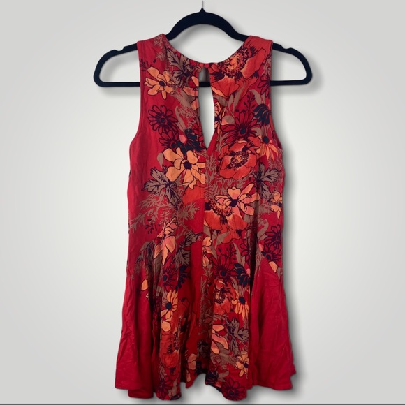 Free People Flowy Red Floral XS Tank Top - Picture 5 of 13